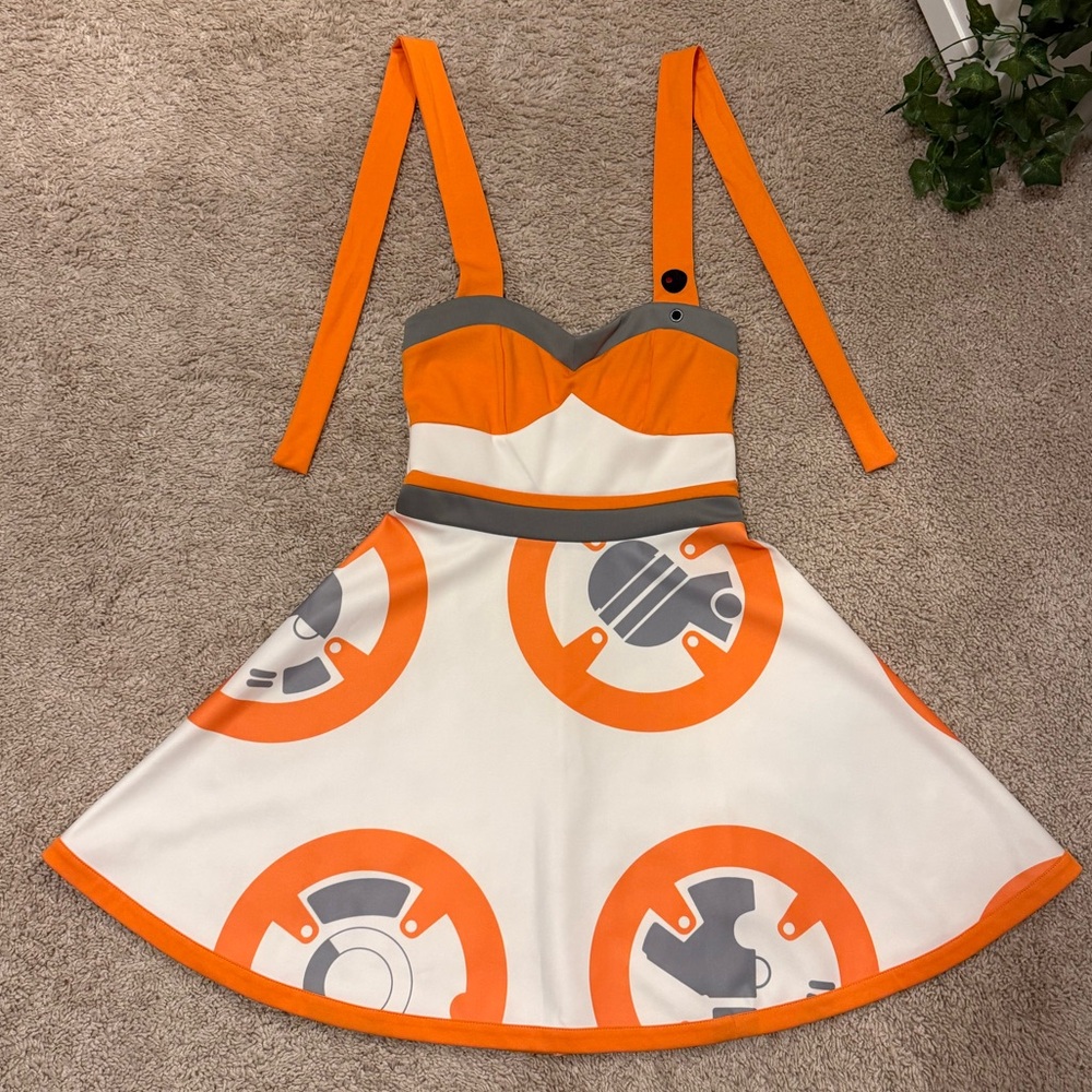 STAR WARS HER UNIVERSE BB8 DROID DRESS ORANGE WHITE SIZE SMALL